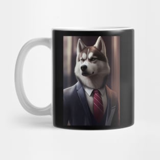 Adorable Husky Dog Wearing A Suit - Unique Wildlife Graphic For Fashion Lovers Mug